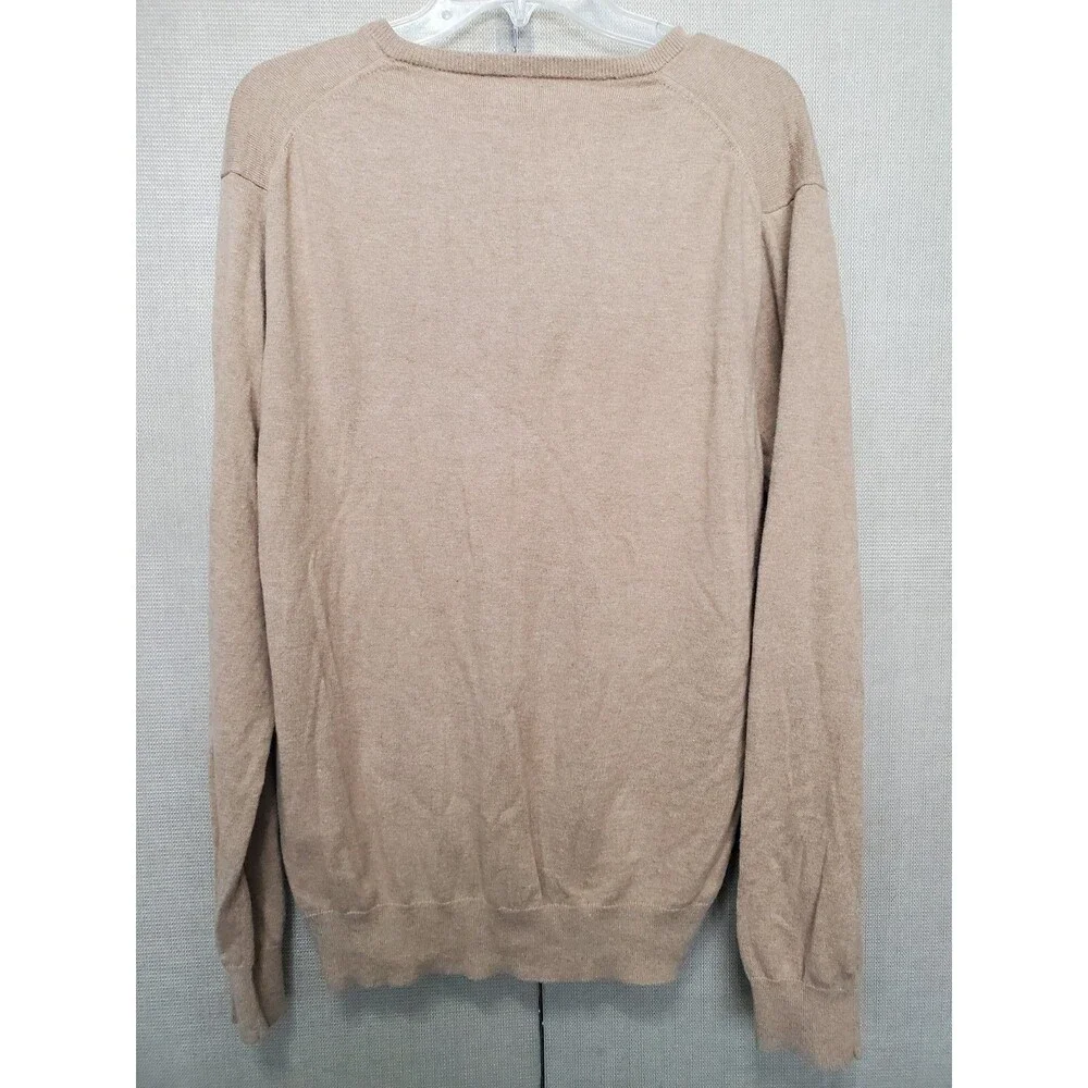 J CREW Men’s Harbor Beige Merino Wool Blend V-Neck Sweater Size XL